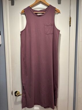 Pact Organic Cotton Sleeveless Pocket Maxi Double Slits Dress size L
